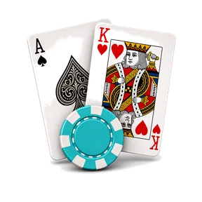 Señal del blackjack con cartas y ficha